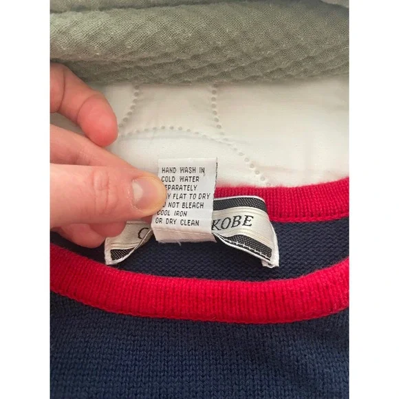 Vintage Red Blue White Cotton Star Knit Sweater Medium Heritage Americana Preppy - Picture 5 of 5